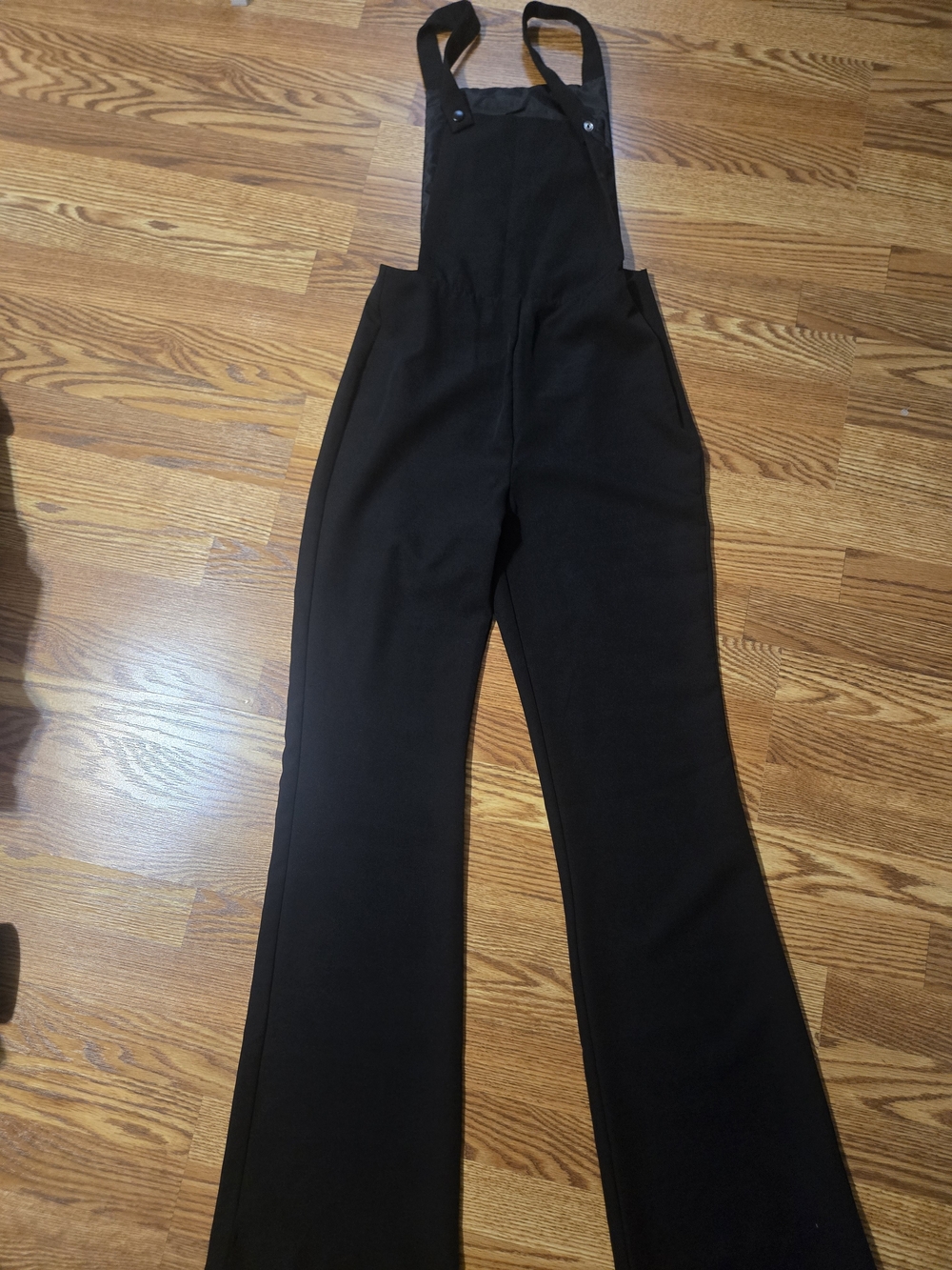 Romeo & Juliet Couture Black Flare Leg Overall Jumpsuit Sz S - Picture 2 of 5